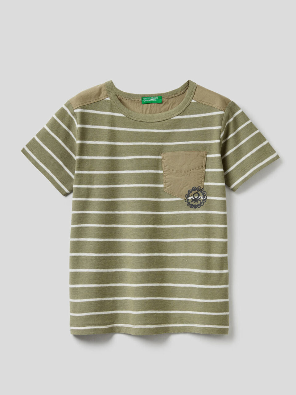 Camiseta de rayas en mezcla de algodón y lino image number null