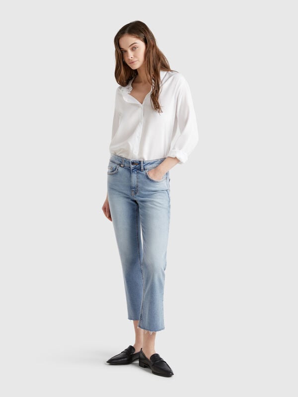 Vaqueros cropped de algodón  Mujer