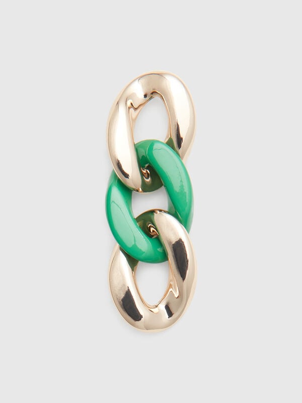 Pendientes colgantes con cadena dorada y verde. Mujer