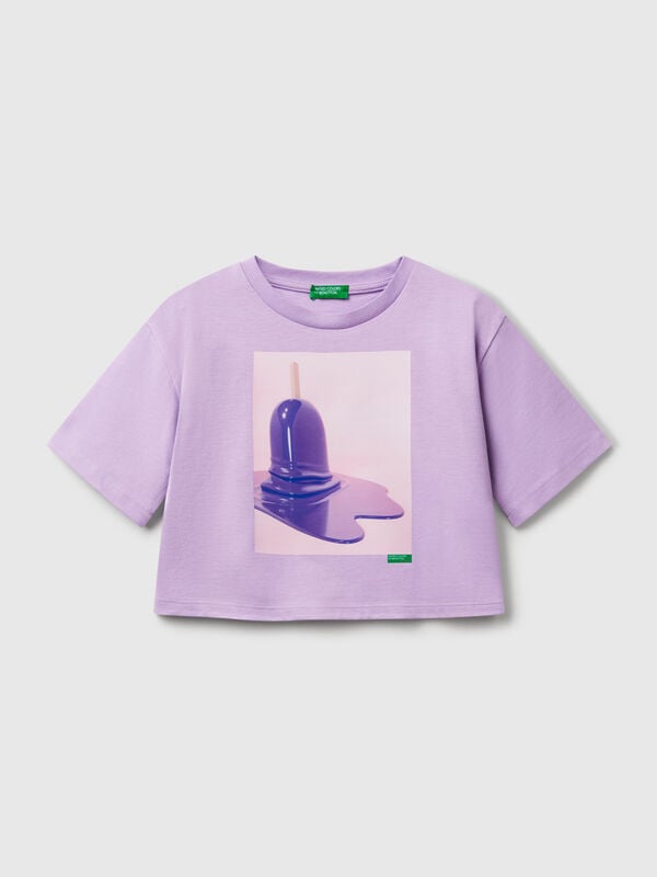 Camiseta boxy con estampado de helado Niña