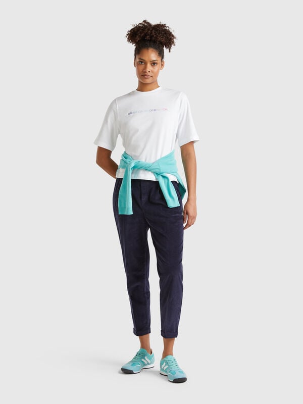 Pantalones chinos de pana con cintura elástica Mujer