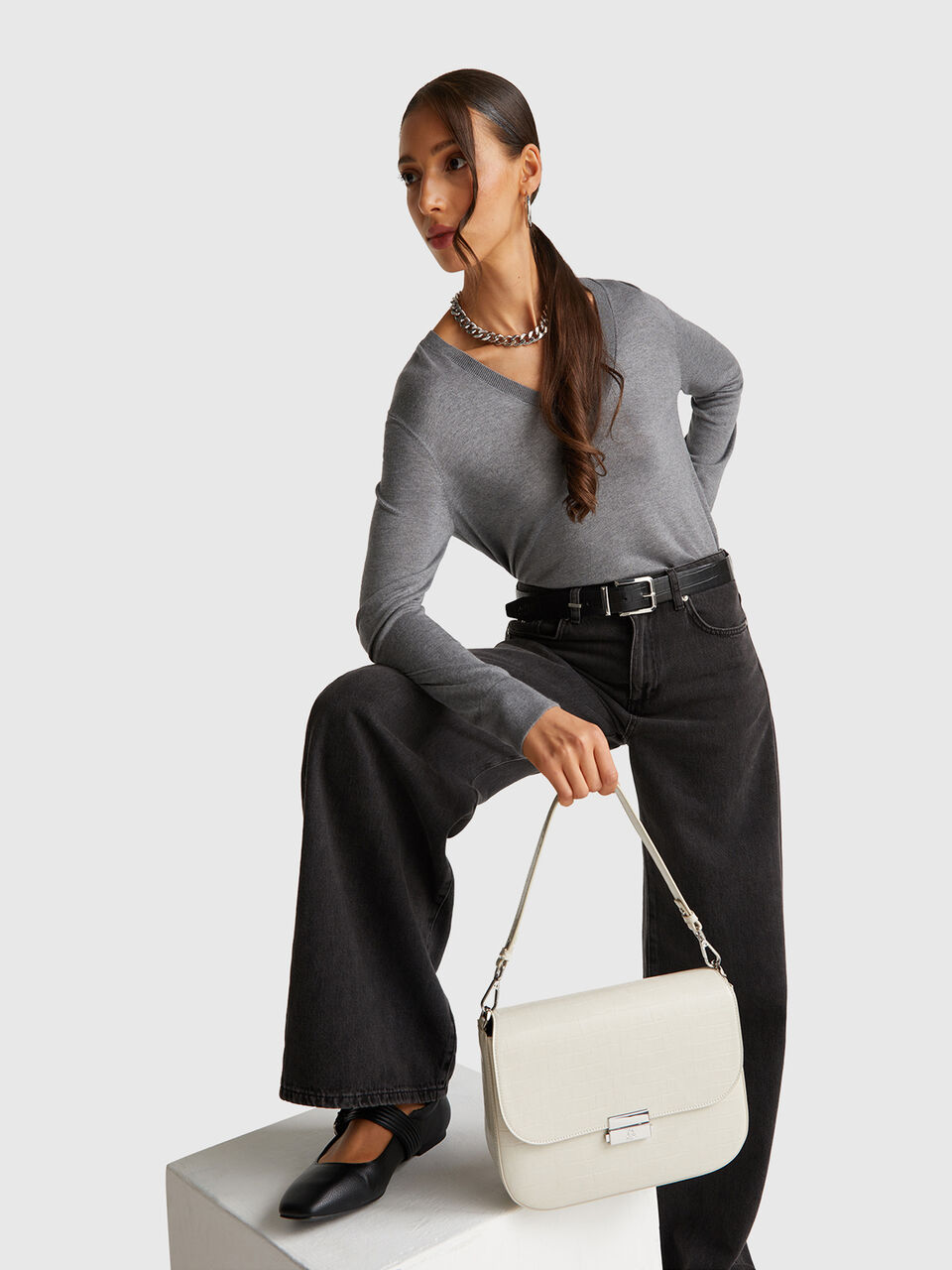 V NECK SWEATER L/S Mujer image number null