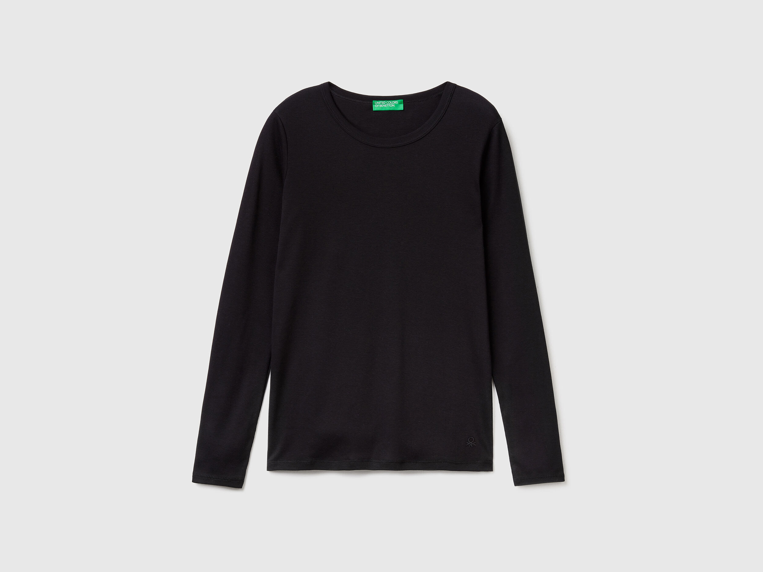 Camiseta de manga larga de algod n puro Negro Benetton