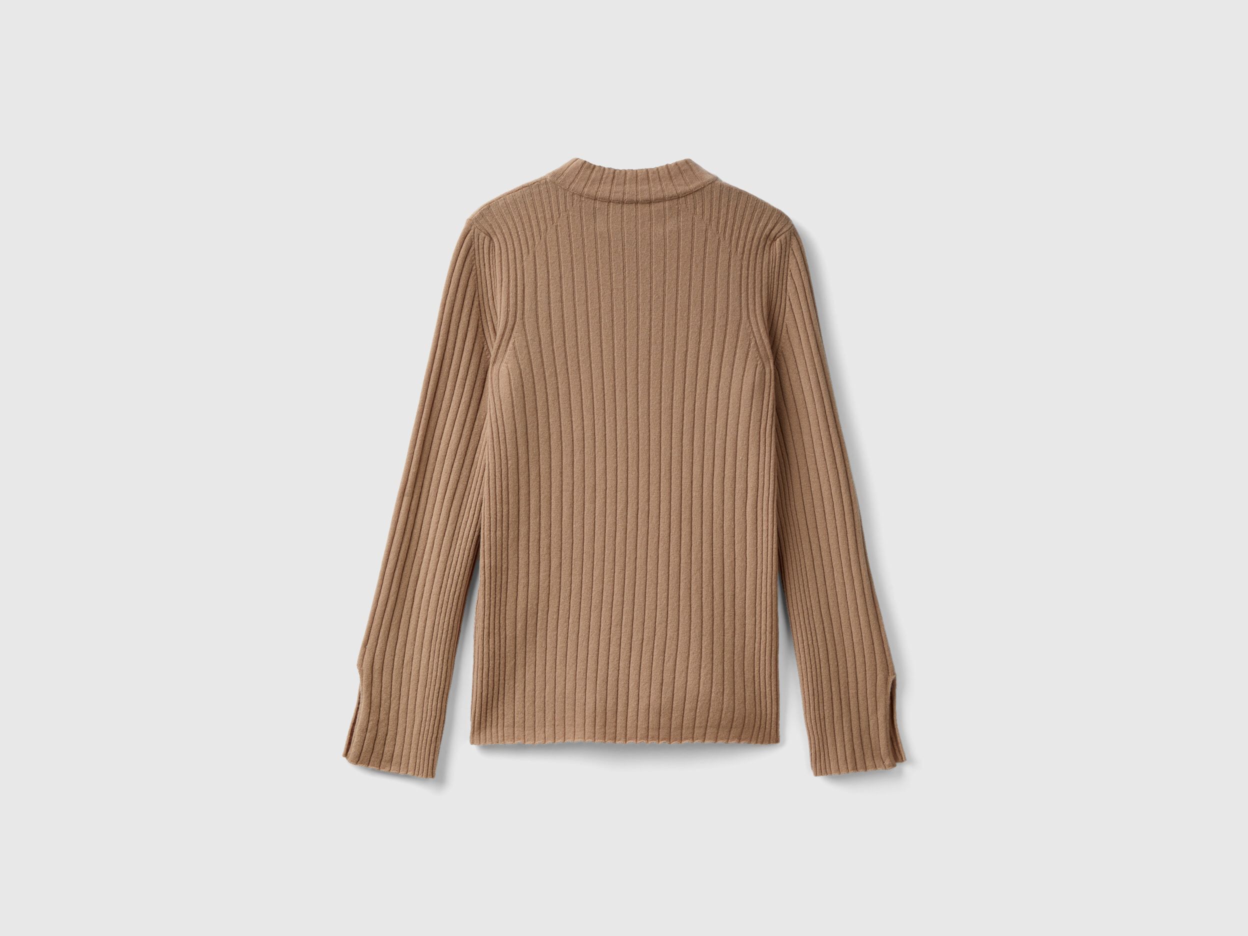 Jersey camel top cuello alto
