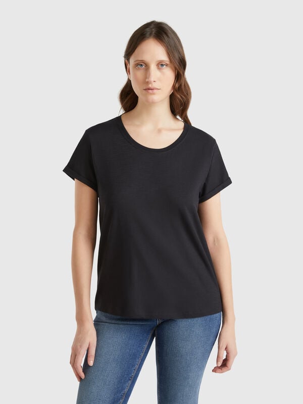 Camiseta de manga corta de algodón ligero Mujer