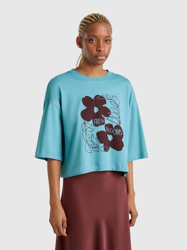 Camiseta con estampado de flores Mujer