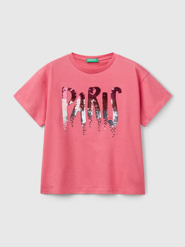 Camiseta con estampado y lentejuelas Niña