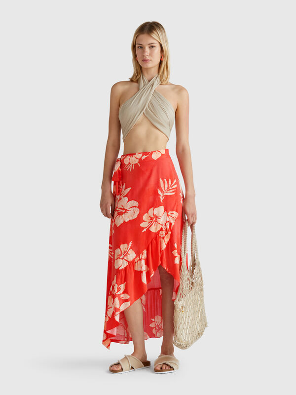 Pareo con estampado floral Mujer