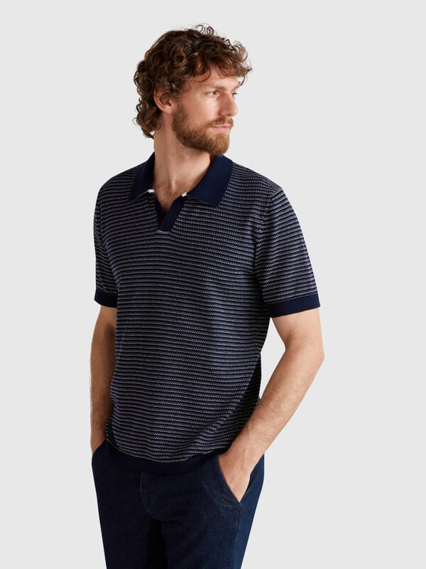 Polo jaspeado de puro algodón Hombre