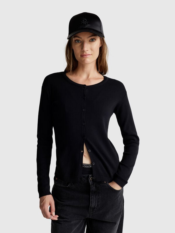 Cárdigan negro 100% algodón Mujer