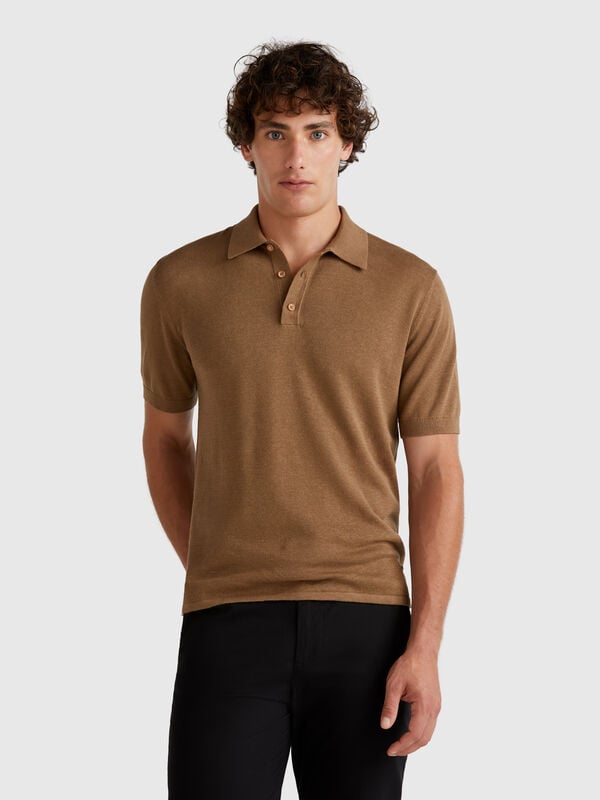 Polo de mezcla de cáñamo Hombre