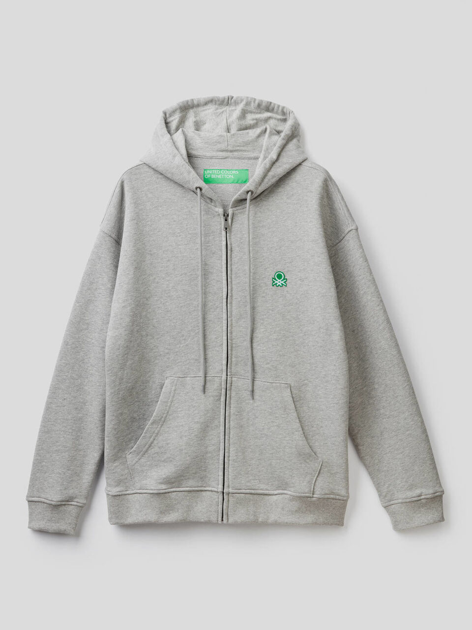 Sudadera de algodón con cremallera y capucha image number 1