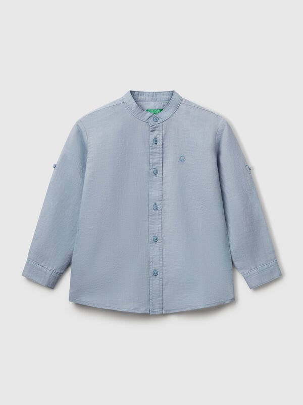 Camisa mandarina en mezcla de lino Niño