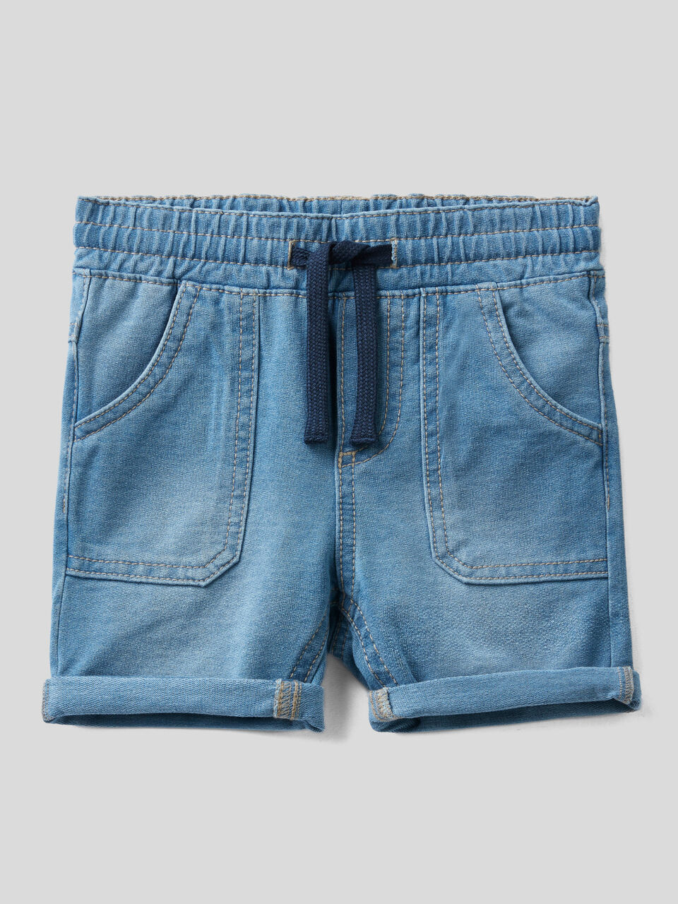 Pantalón corto de felpa de efecto denim image number 1
