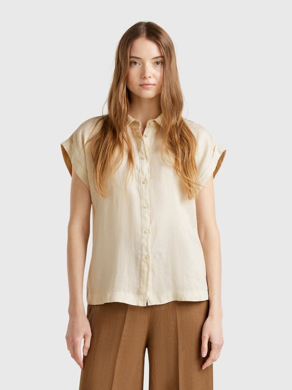 Camisa regular fit de puro lino Mujer