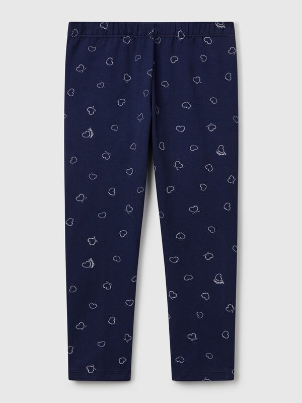Legging azul oscuro con estampado de corazones Niña