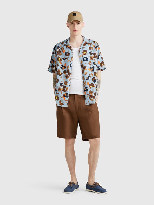 Bermudas con cordón de puro lino Hombre