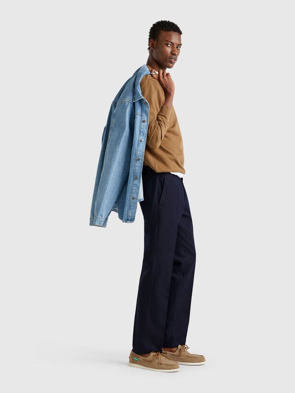 Chinos slim fit en mezcla de lino Hombre