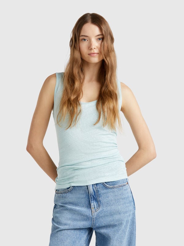 Camiseta de tirantes de puro lino Mujer