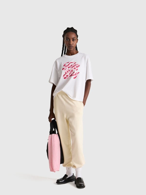 Camiseta con estampado de eslogan Mujer