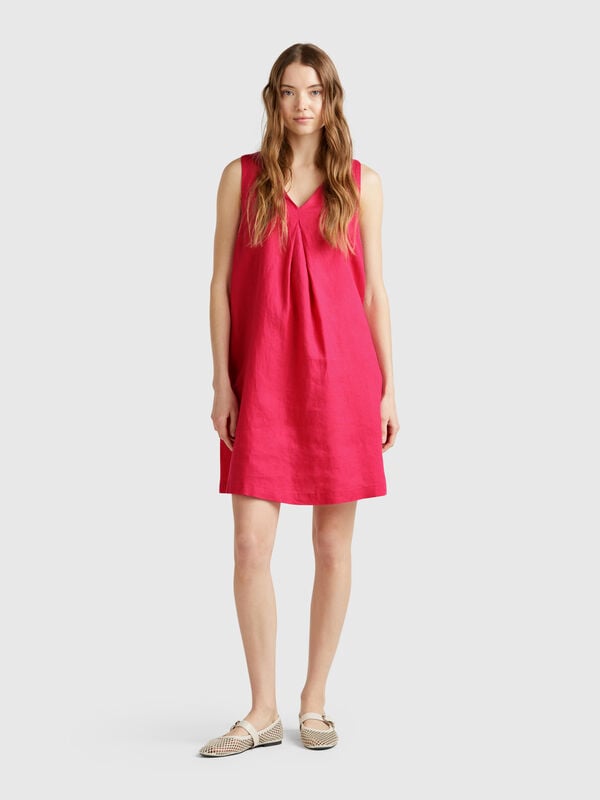 Vestido sin mangas de puro lino Mujer