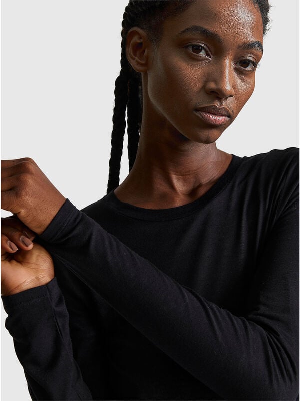 Camiseta en mezcla de viscosa y cachemira Mujer