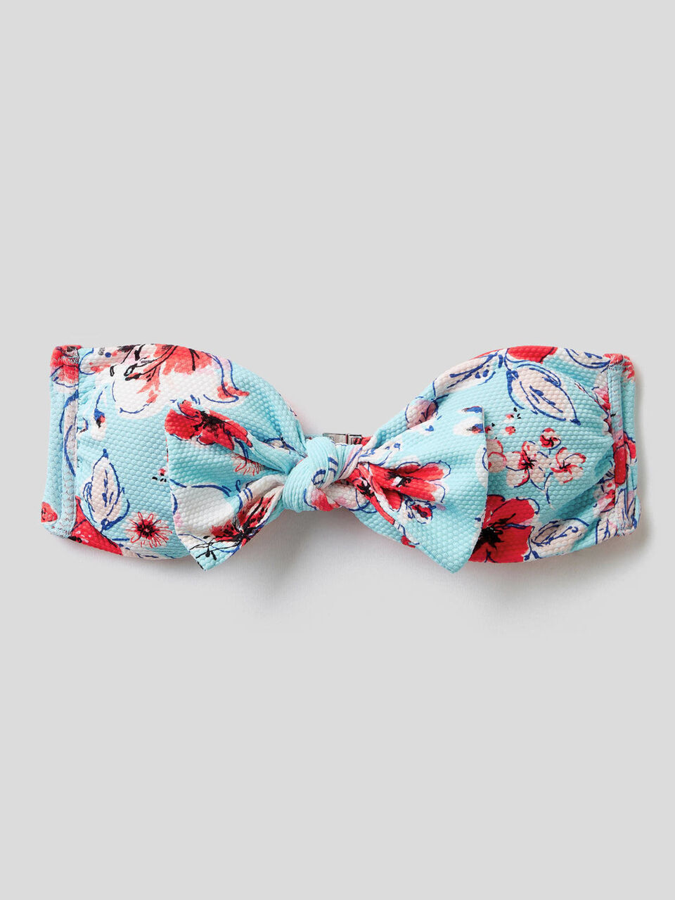 Sujetador de bikini bandeau de flores con lazo image number 1