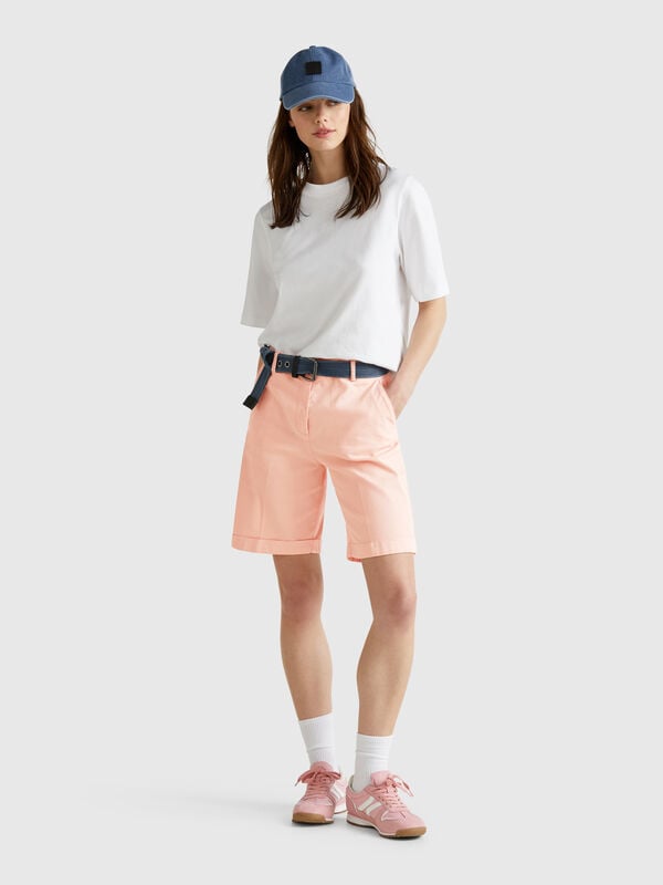 Bermudas con puños de algodón elástico Mujer
