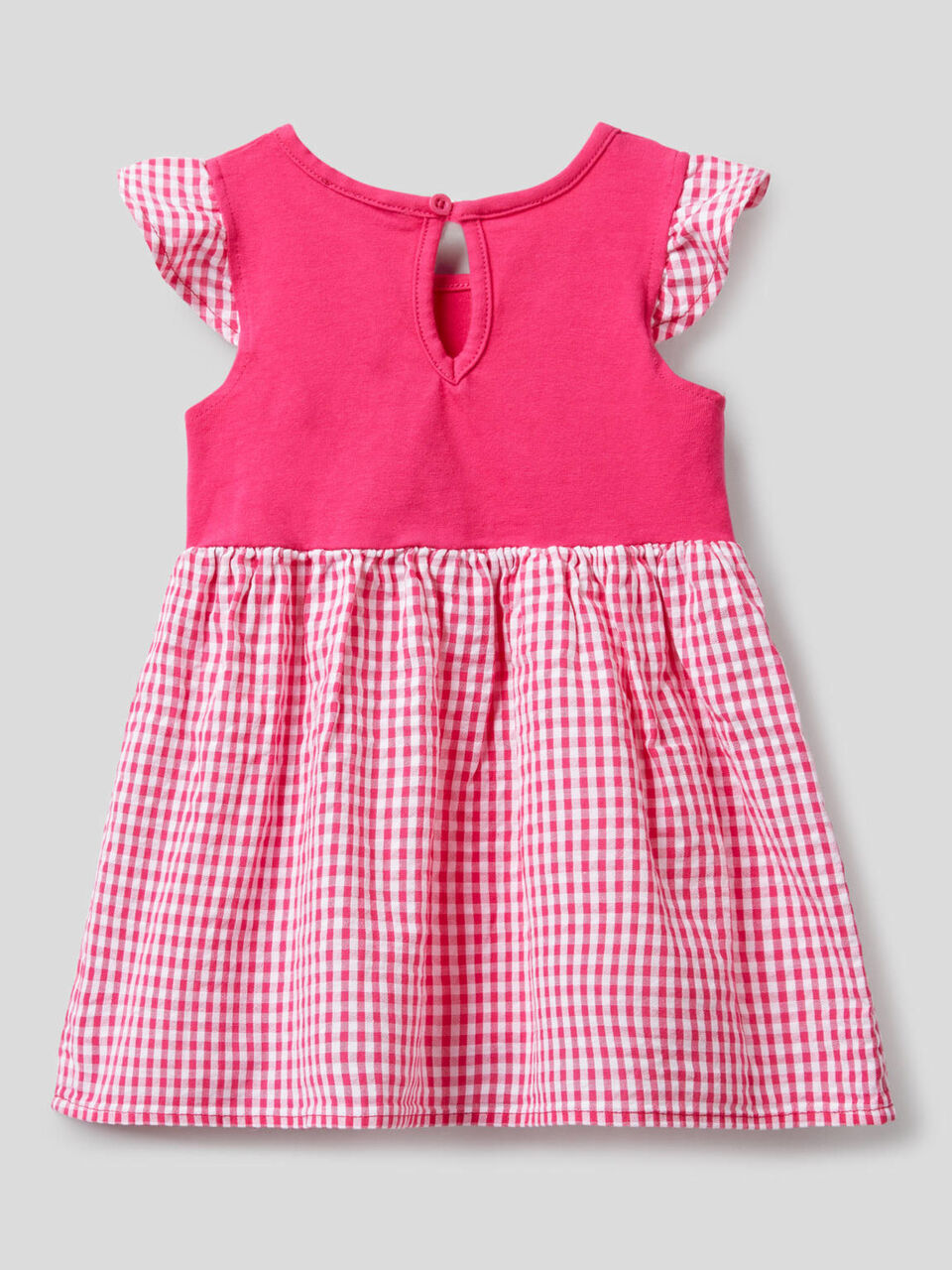 Vestido bicolor con estampado de Vichy image number 2