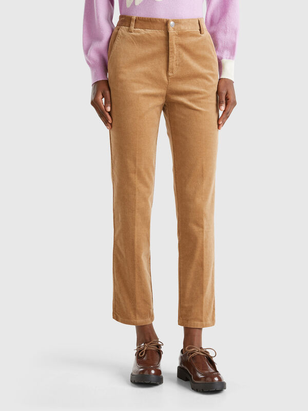 Pantalones chinos de terciopelo elástico Mujer