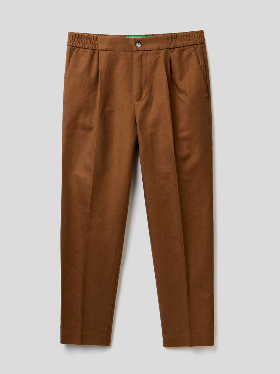 Pantalón de lino mixto con elástico en la cintura image number 1