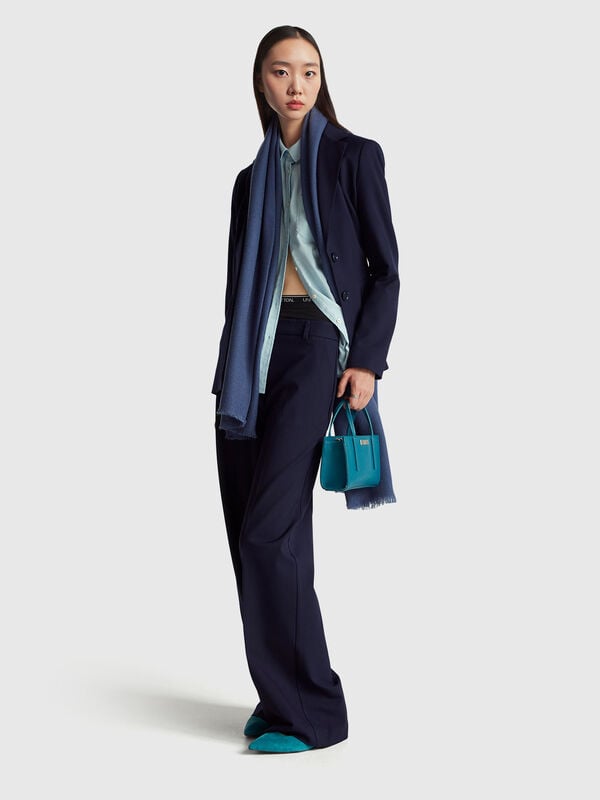 Pantalones anchos de mezcla de viscosa elástica Pantalones anchos de mezcla de viscosa elástica Mujer