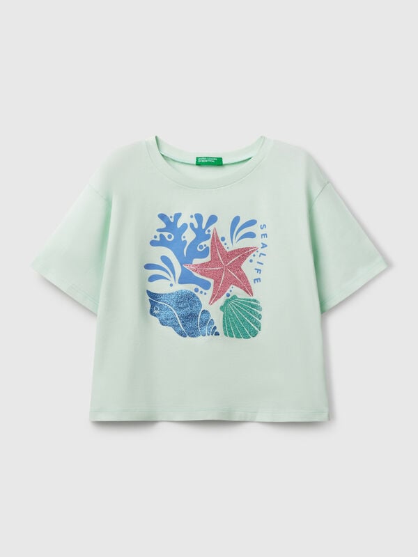 Camiseta con estampado de purpurina Niña