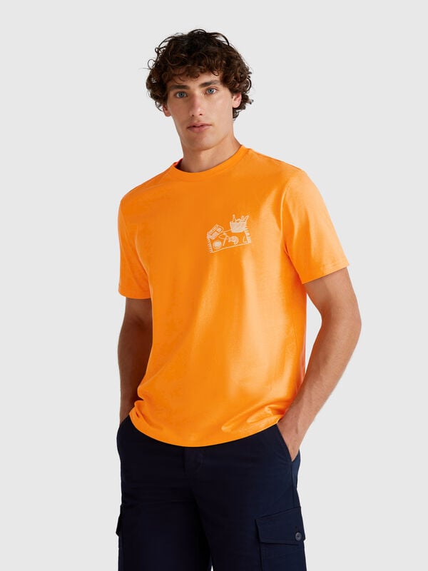Camiseta ocre con gráficos Hombre