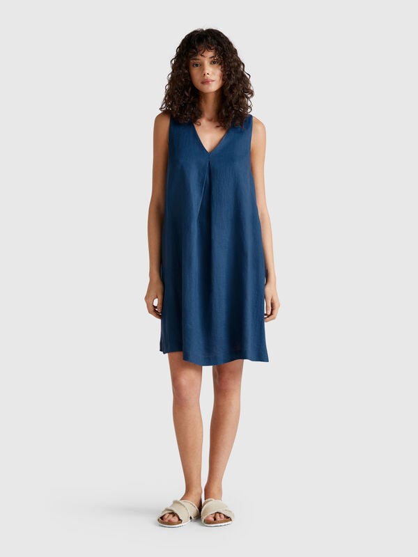 Vestido sin mangas de puro lino Mujer