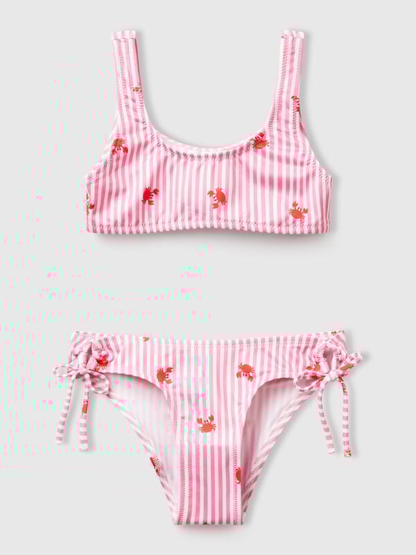 Bañador bikini rayas cangrejos Niña