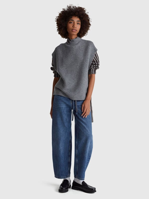 Chaleco de cuello alto de mezcla de lana Mujer