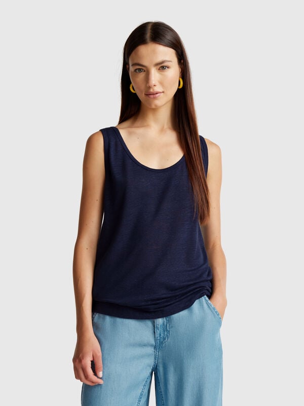 Camiseta de tirantes de puro lino Mujer