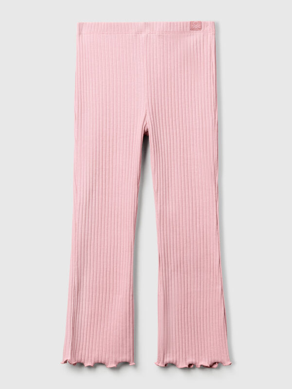 Leggings acampanados de algodón elástico Niña