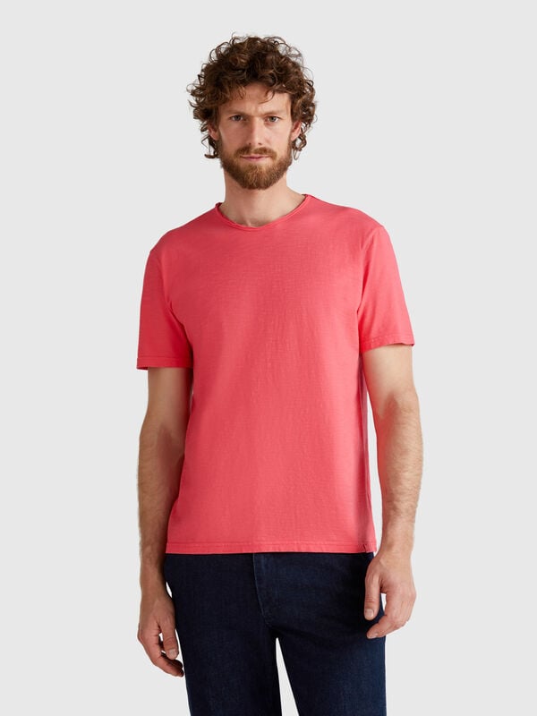 Camiseta ciclamen de algodón flameado Hombre