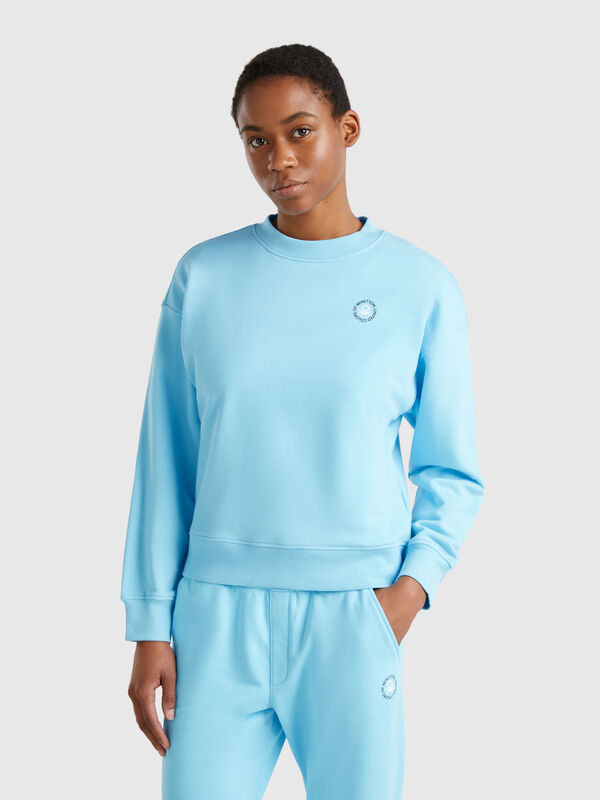 Sudadera con cuello redondo en mezcla de algodón Mujer