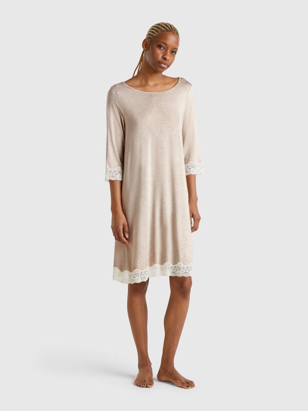 Camisón con detalles de encaje Mujer