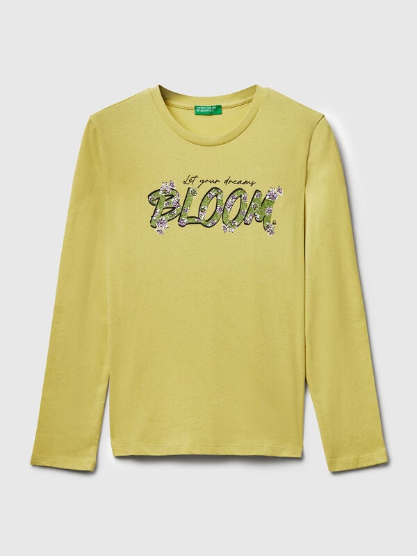 Camiseta con estampado de purpurina Niña
