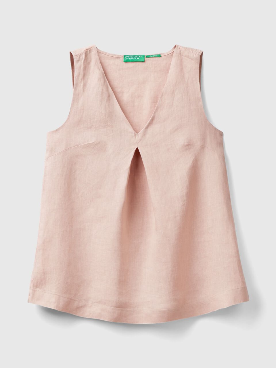 Blusa sin mangas de lino puro - Rosa Palo | Benetton