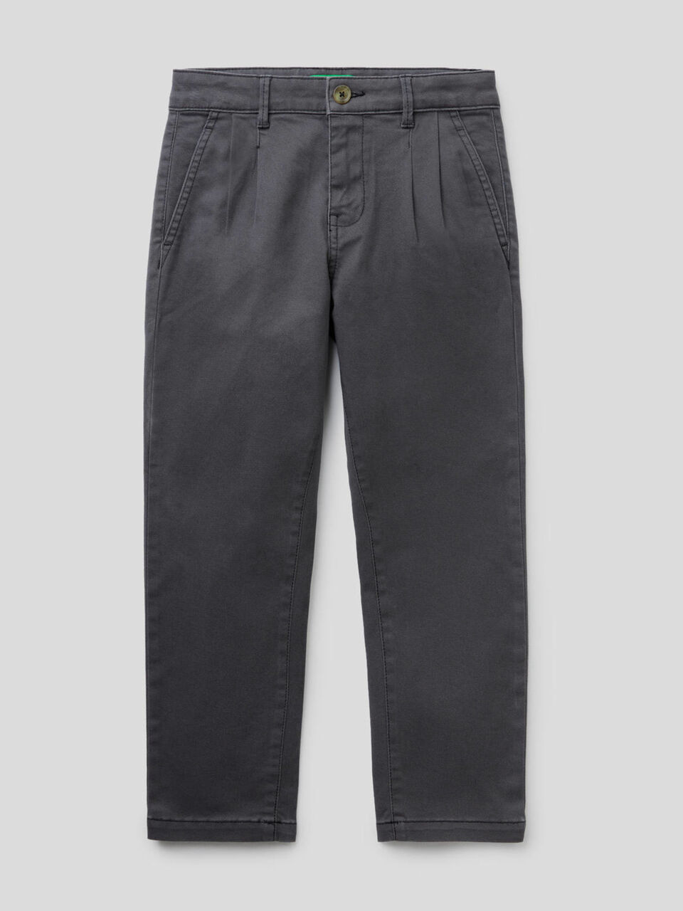 Pantalones de algodón elástico con pliegues image number 1