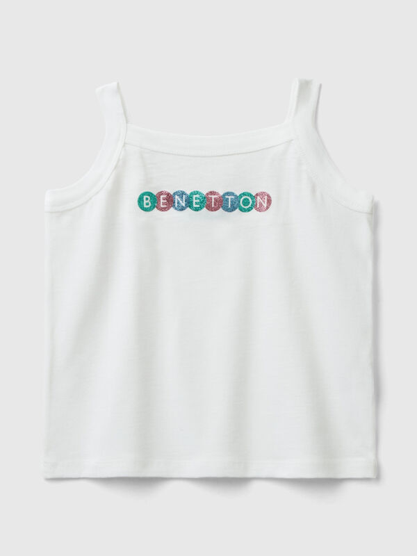 Camiseta de tirantes con estampado de logotipo de glitter Niña