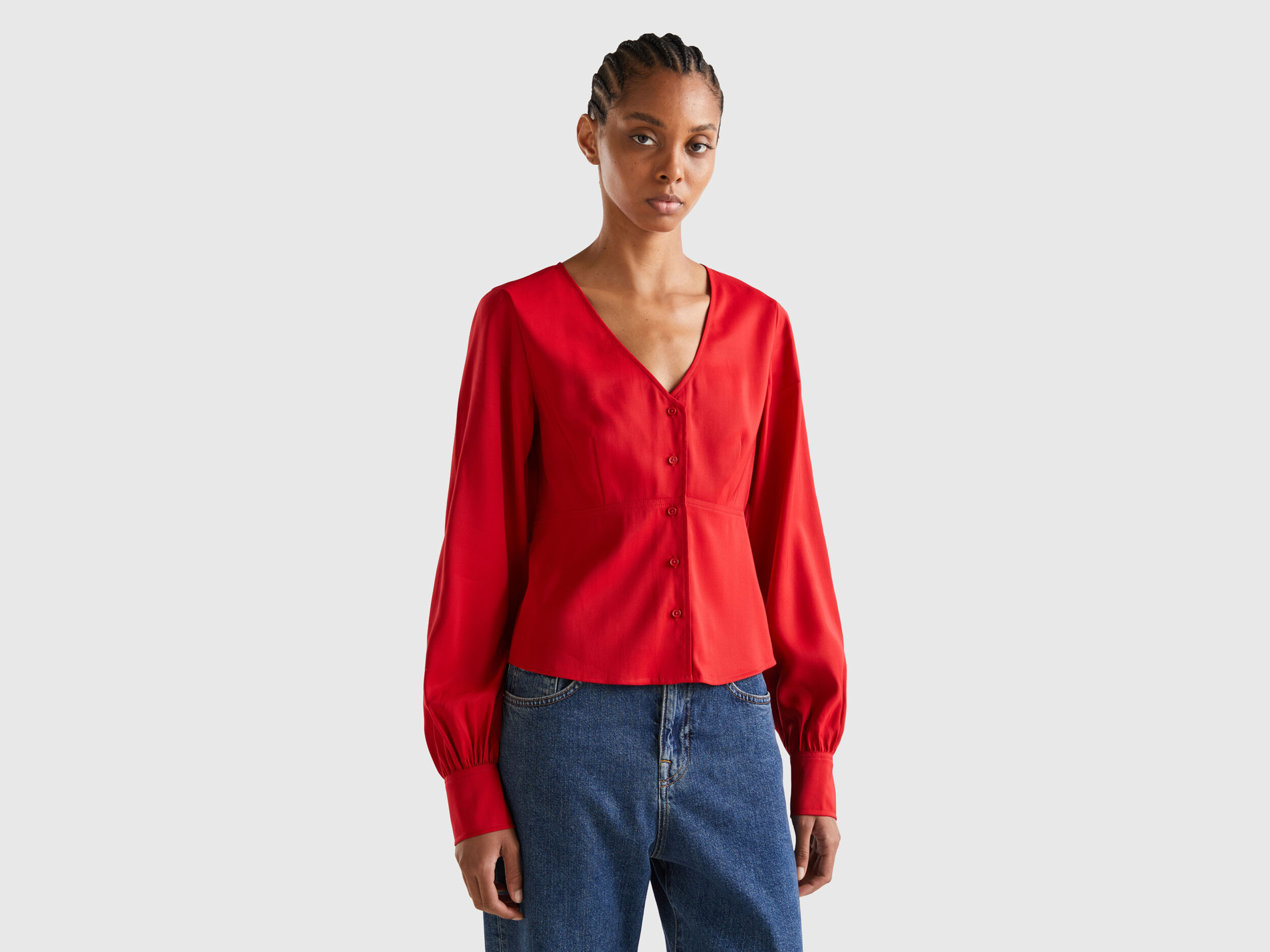 Camisa cuello pico new arrivals mujer