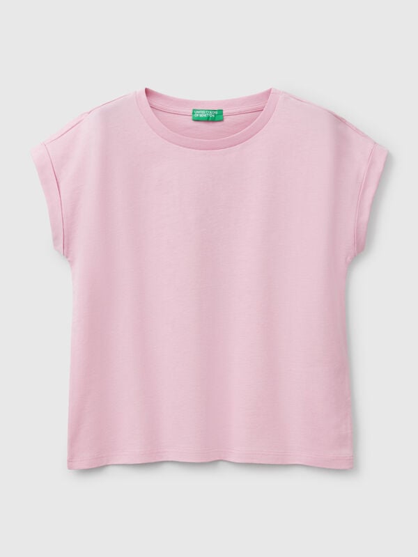 Camiseta boxy fit con estampado y purpurina Niña