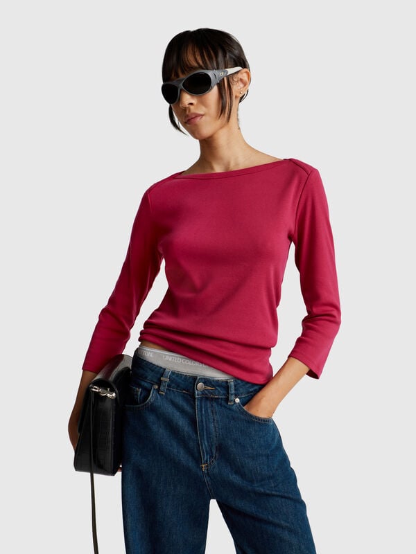 Camiseta de cuello barco Camiseta de cuello barco Mujer