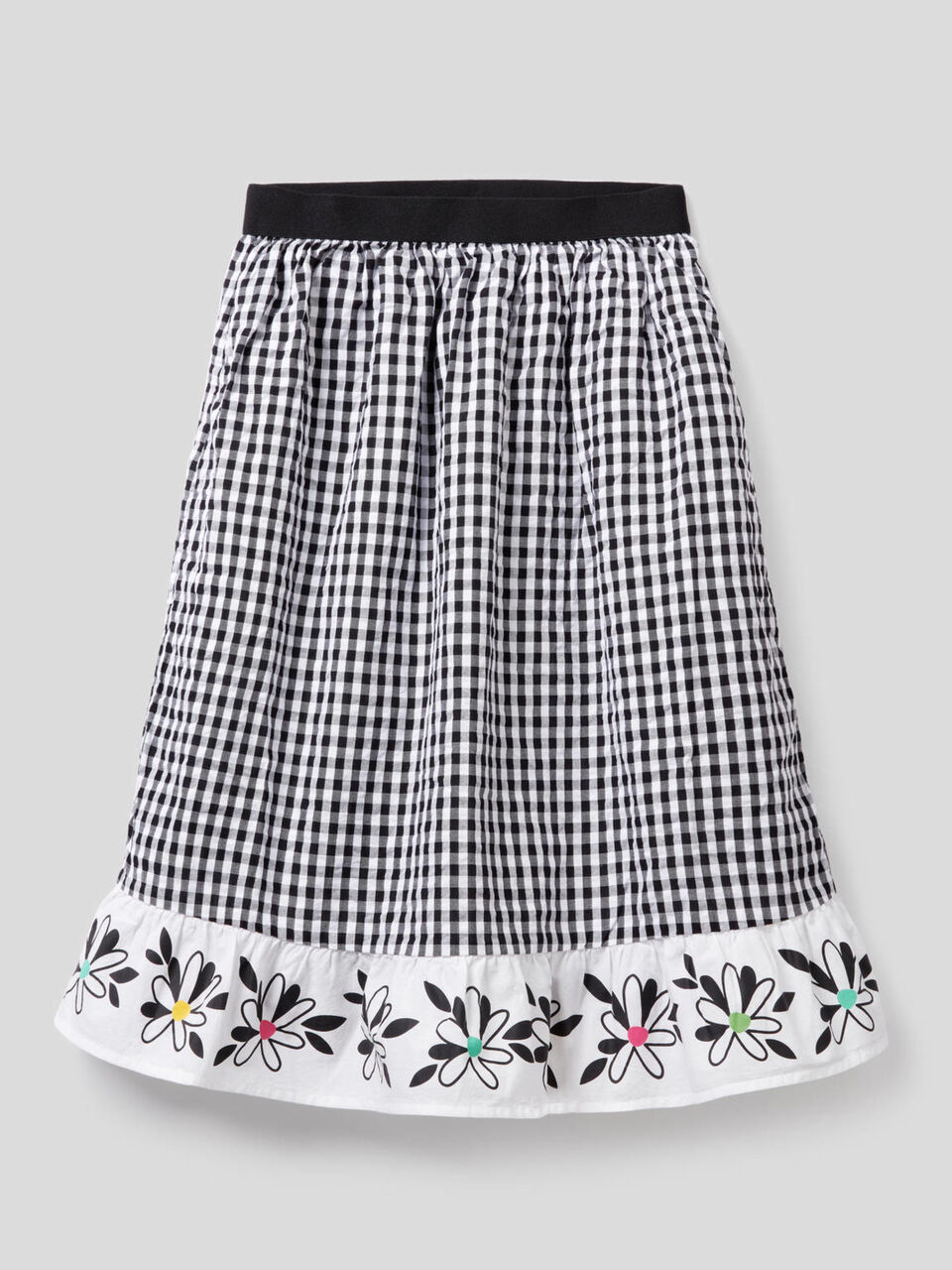 Falda larga con estampado de Vichy image number 1